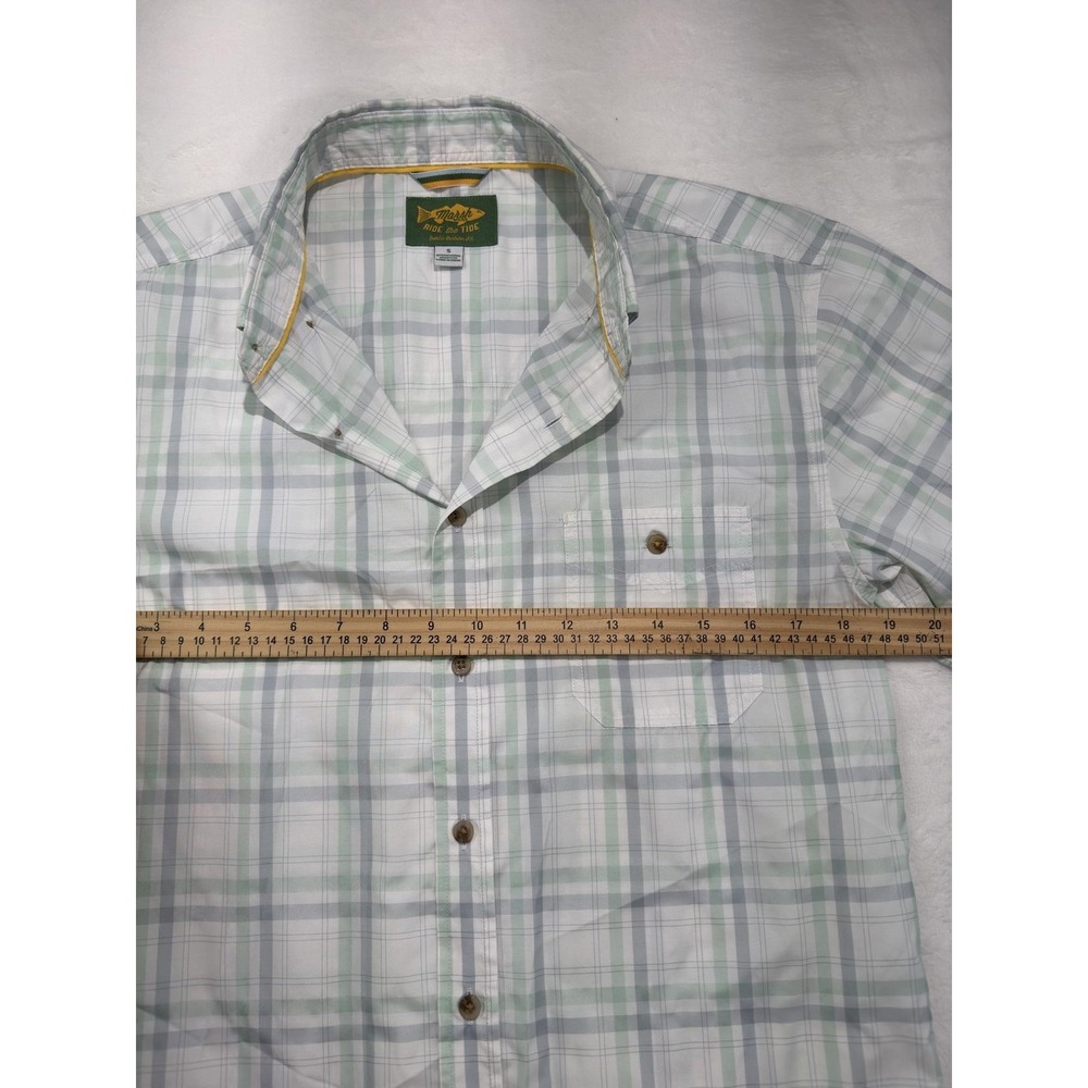 Marsh Shirt Mens Small Green Plaid Short Sleeve Button Front Stretch Fishing - Picture 5 of 7